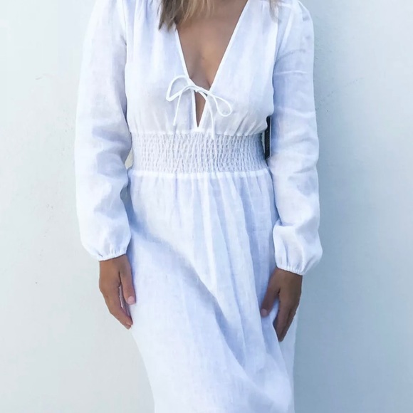 Reformation Chantal White Linen Dress size M - Picture 3 of 14